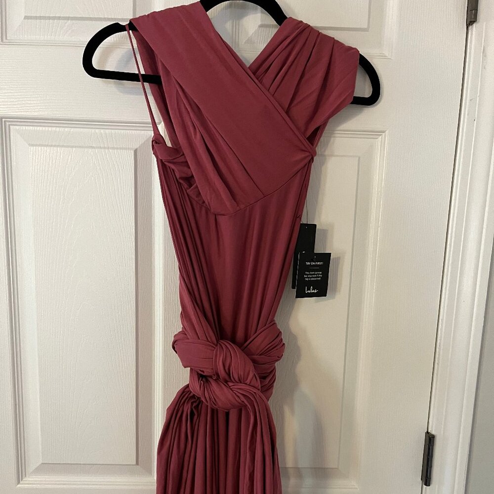 Lulus Tricks of the Trade Wrap Dress, Dark Pink, Size M
